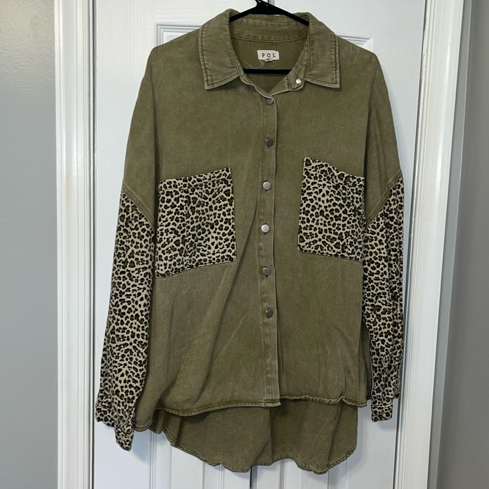 POL Olive Cheetah Shacket - L